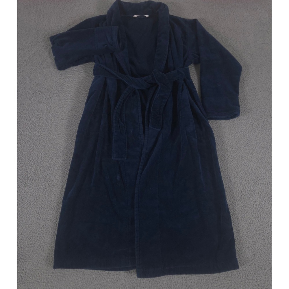 Victoria's Secret Robe Womens XS/S Navy Blue Velvet Plush Belted Bathrobe Long